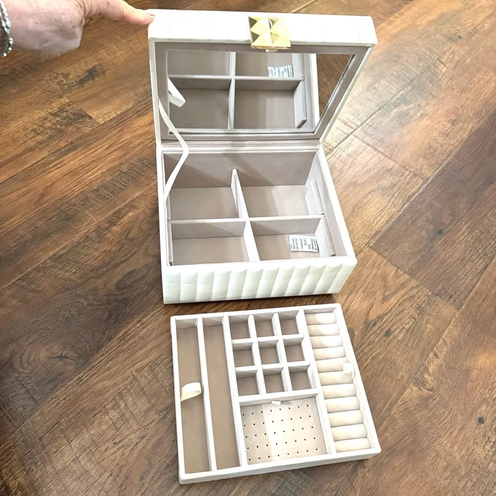 2 tier multi storage jewelry box with mirror, NWOT